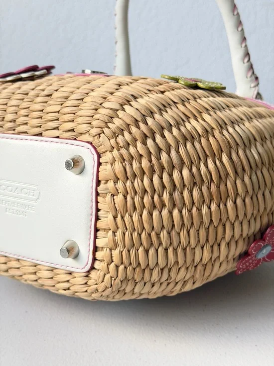 Y2K Coach Soho Straw Floral Basket Tote - Picture 15 of 16